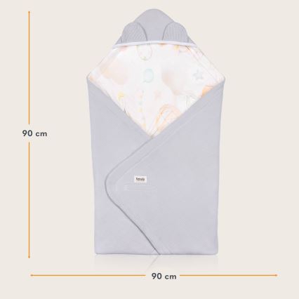 Lionelo - Couverture enveloppante pour siège-auto TRAVEL SWADDLE 90x90 cm Gris Ballon