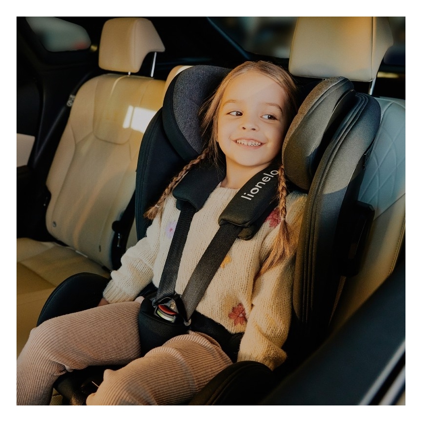 Lionelo - Draaibare autostoel HARPER i-Size met basis 76-150 cm Black Carbon