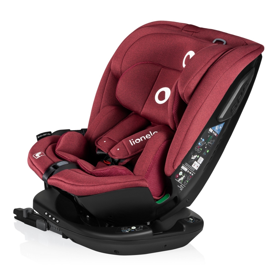 Lionelo - Draaibare autostoel met basis BASTIAAN i-Size 40-150 cm bordeauxrood