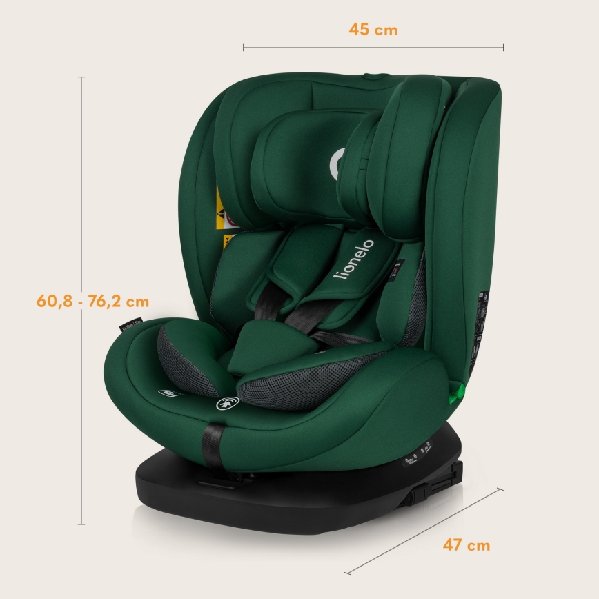 Lionelo - Draaibare autostoel met basis BASTIAAN i-Size 40-150 cm Green Forest