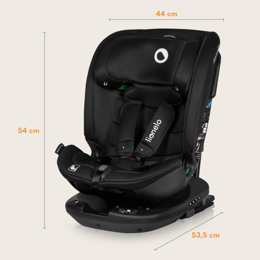 Lionelo - Draaibare autostoel met basis BASTIAAN i-Size 40-150 cm Zwart Carbon