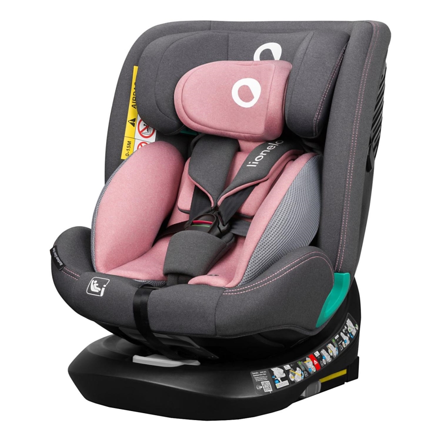 Lionelo - Draaibare autostoel met basis BASTIAAN ONE i-Size 40-150 cm Pink Rose