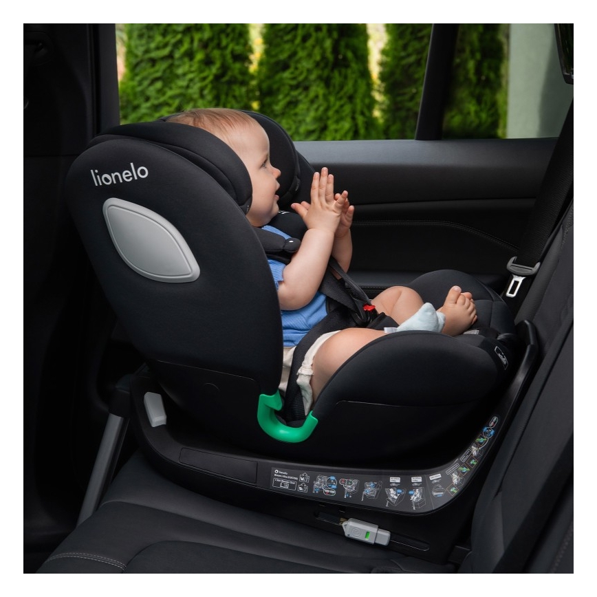 Lionelo - Draaibare autostoel met basis BRAAM i-Size 40-150 cm Zwart Carbon