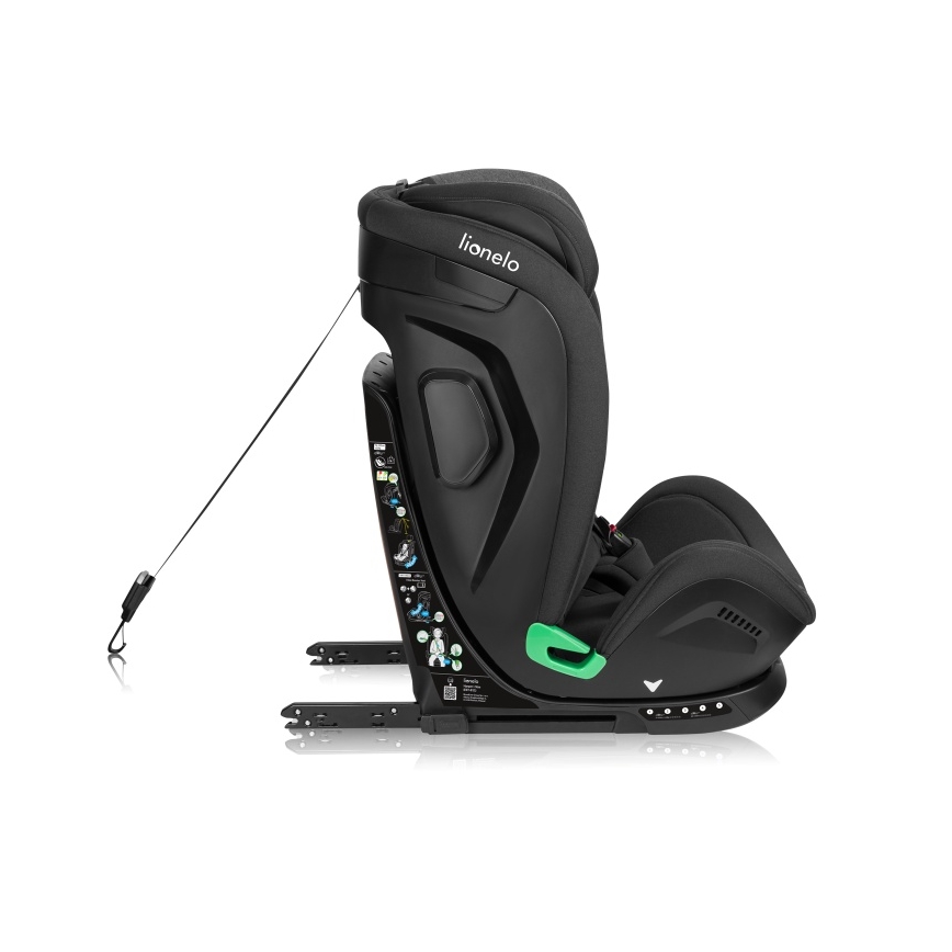 Lionelo - Draaibare autostoel met basis HARPER i-Size 76-150 cm Zwart Carbon