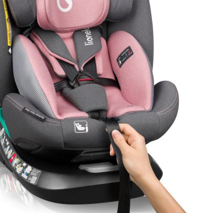 Lionelo - Draaibare autostoel met basis BASTIAAN ONE i-Size 40-150 cm Pink Rose