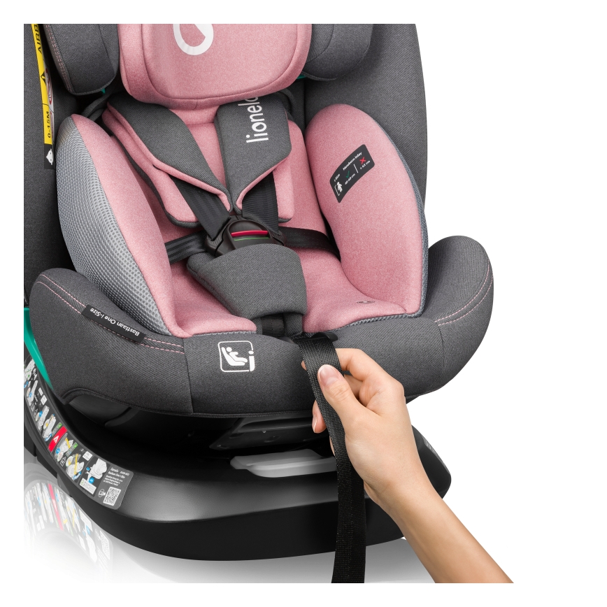 Lionelo - Draaibare autostoel met basis BASTIAAN ONE i-Size 40-150 cm Pink Rose