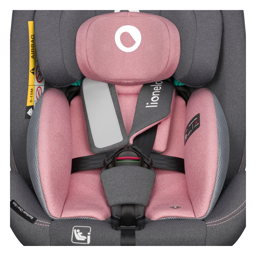Lionelo - Draaibare autostoel met basis BASTIAAN ONE i-Size 40-150 cm Pink Rose
