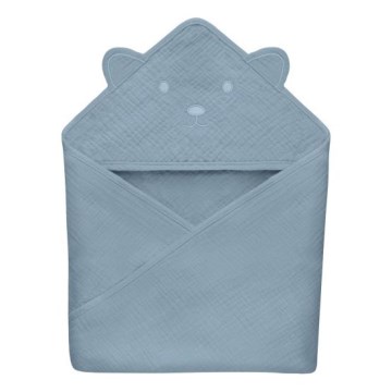 Lionelo - Grijze lucht kinderovergoot met capuchon MUSLIN HOODED TOWEL