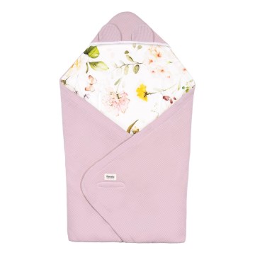 Lionelo - Inbakerdoek voor autostoel TRAVEL SWADDLE 90x90 cm Roze Bloem