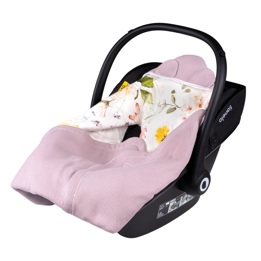 Lionelo - Inbakerdoek voor autostoel TRAVEL SWADDLE 90x90 cm Roze Bloem