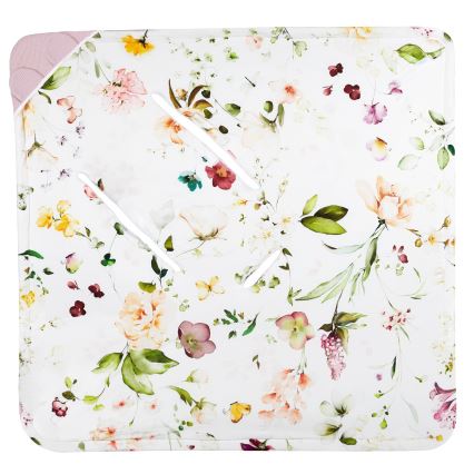 Lionelo - Inbakerdoek voor autostoel TRAVEL SWADDLE 90x90 cm Roze Bloem