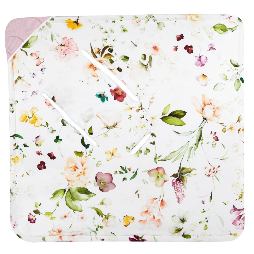 Lionelo - Inbakerdoek voor autostoel TRAVEL SWADDLE 90x90 cm Roze Bloem