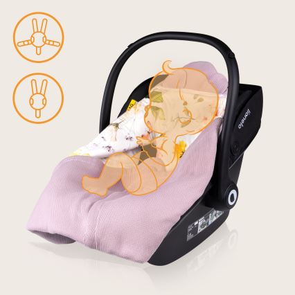 Lionelo - Inbakerdoek voor autostoel TRAVEL SWADDLE 90x90 cm Roze Bloem