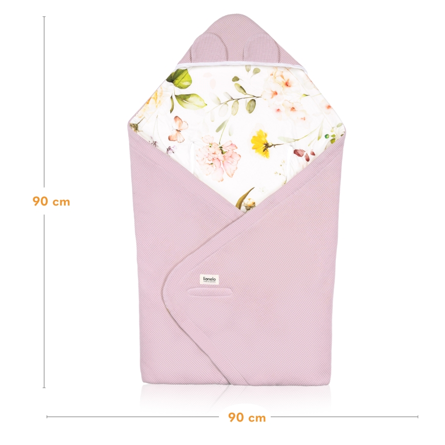 Lionelo - Inbakerdoek voor autostoel TRAVEL SWADDLE 90x90 cm Roze Bloem