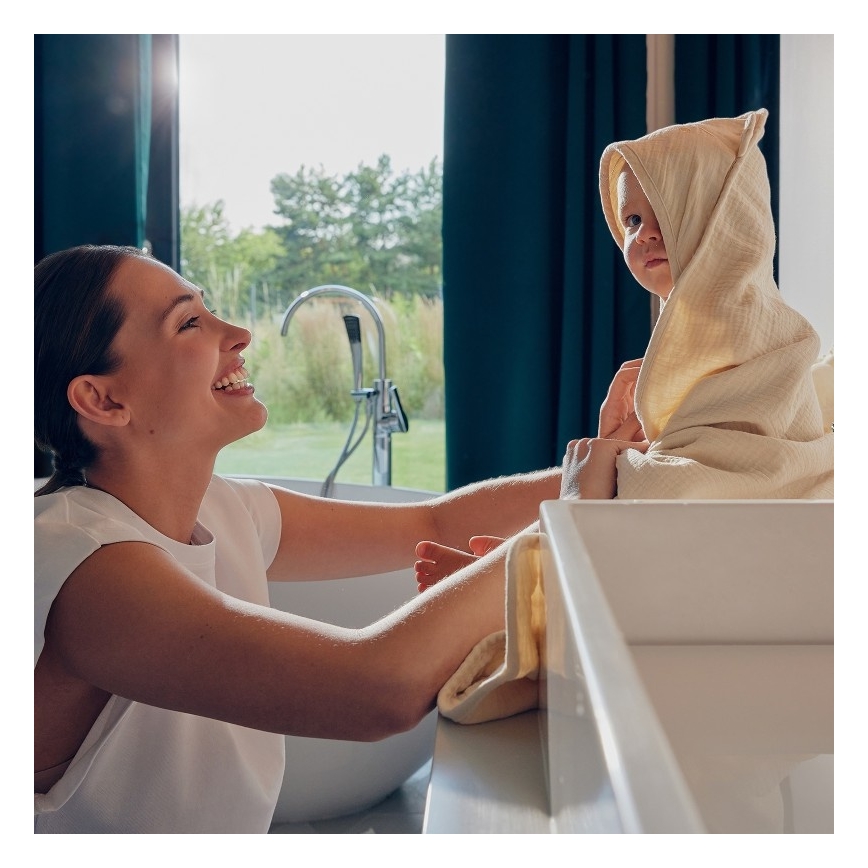 Lionelo - Kinderbadcape met capuchon MUSLIN HOODED TOWEL Beige Cappuccino