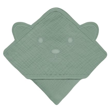 Lionelo - Kinderbadcape met capuchon van mousseline, Green Forest