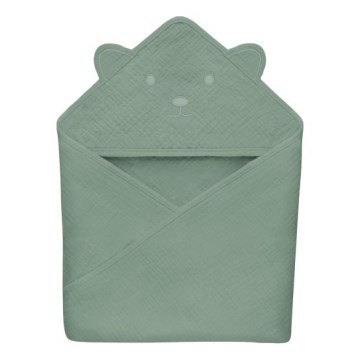 Lionelo - Kinderbadcape van mousseline met capuchon Green Forest
