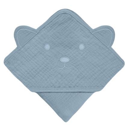 Lionelo - Kinderbadcape van mousseline met capuchon Grijze Hemel