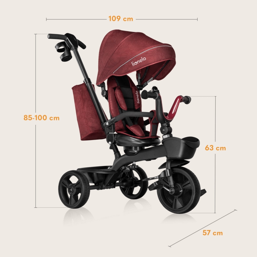 Lionelo - Kinderdriewieler KORI Red Burgundy
