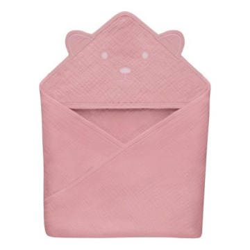 Lionelo - Kinderoverhaaltje met hoodie MUSLIN HOODED TOWEL Roze Baby
