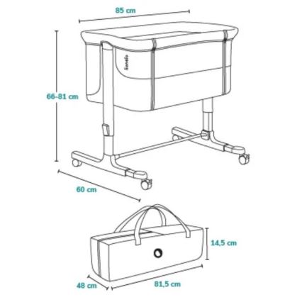 Lionelo - Lit bébé 3-en-1 AURORA Gris Graphite