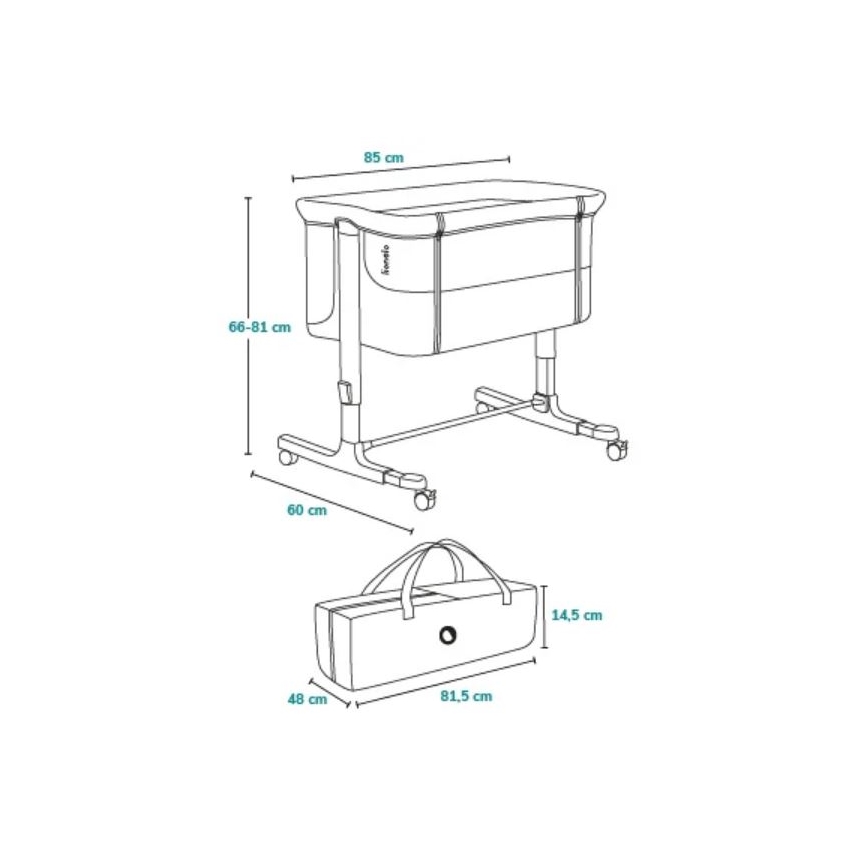 Lionelo - Lit bébé 3-en-1 AURORA Gris Graphite