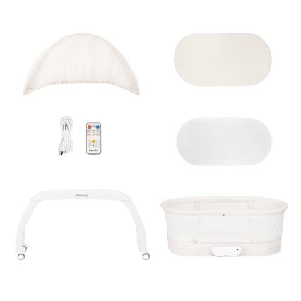 Lionelo - Lit bébé avec balance intégrée CORAL Blanc