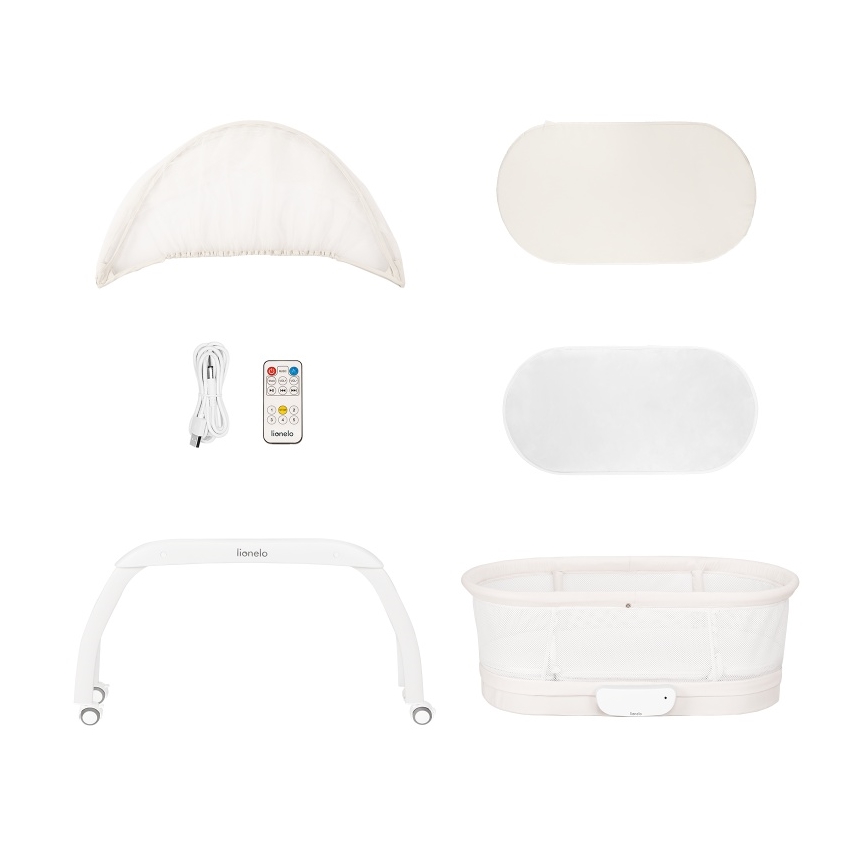 Lionelo - Lit bébé avec balance intégrée CORAL Blanc