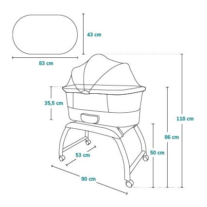 Lionelo - Lit bébé CORAL White avec pèse-bébé intégré