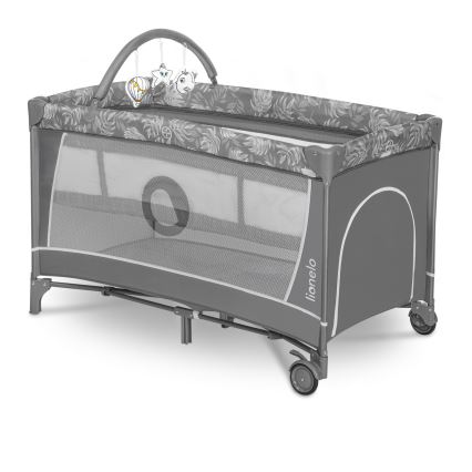 Lionelo - Lit de voyage FLOWER Gris pierre