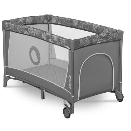 Lionelo - Lit de voyage FLOWER Gris pierre