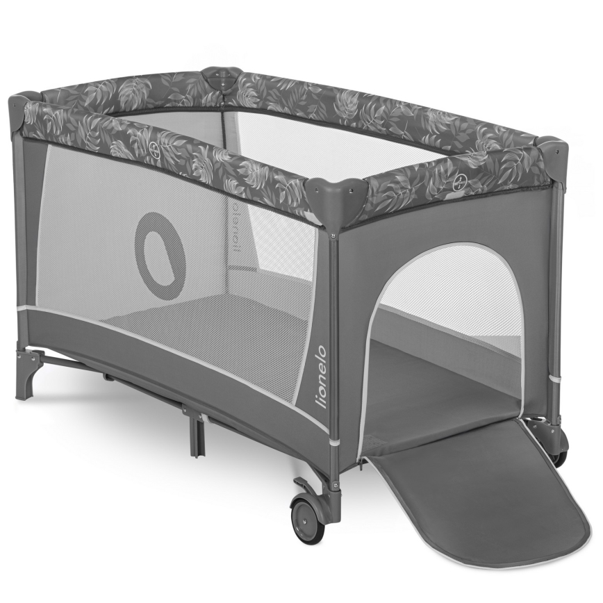 Lionelo - Lit de voyage FLOWER Gris pierre