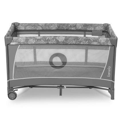 Lionelo - Lit de voyage FLOWER Gris pierre