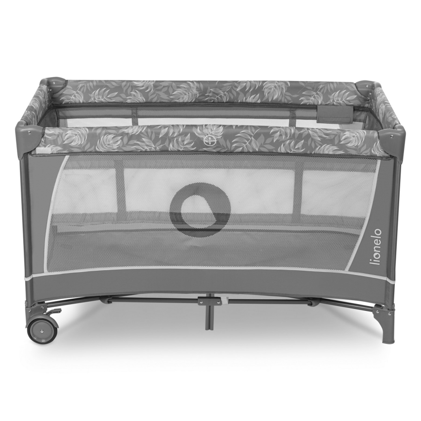 Lionelo - Lit de voyage FLOWER Gris pierre
