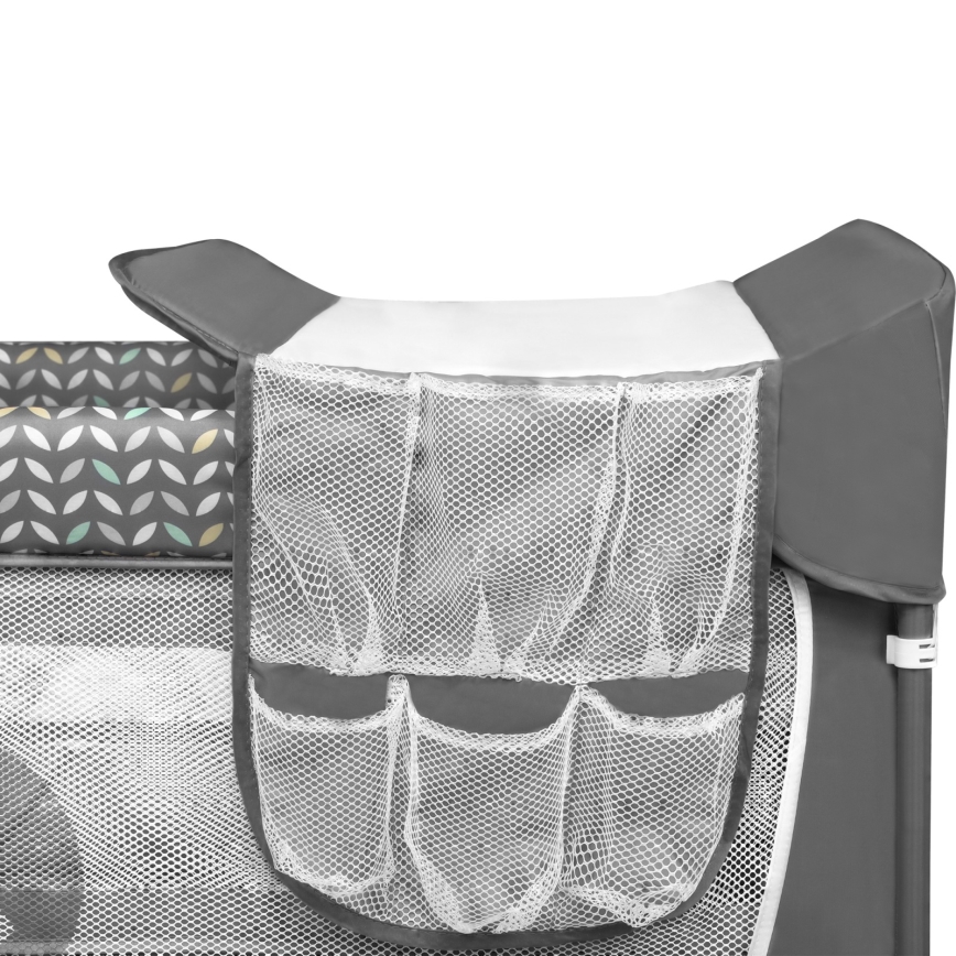 Lionelo - Lit de voyage FLOWER Gris Scandi