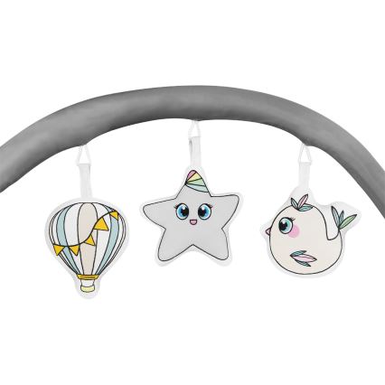 Lionelo - Lit de voyage FLOWER Gris scandinave