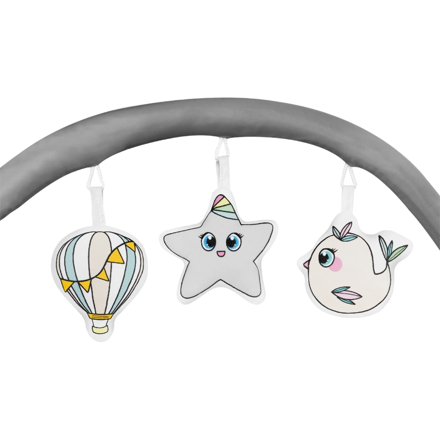 Lionelo - Lit de voyage FLOWER Gris scandinave