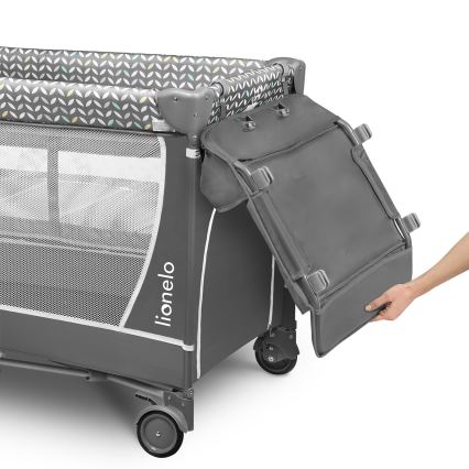 Lionelo - Lit de voyage FLOWER Gris scandinave