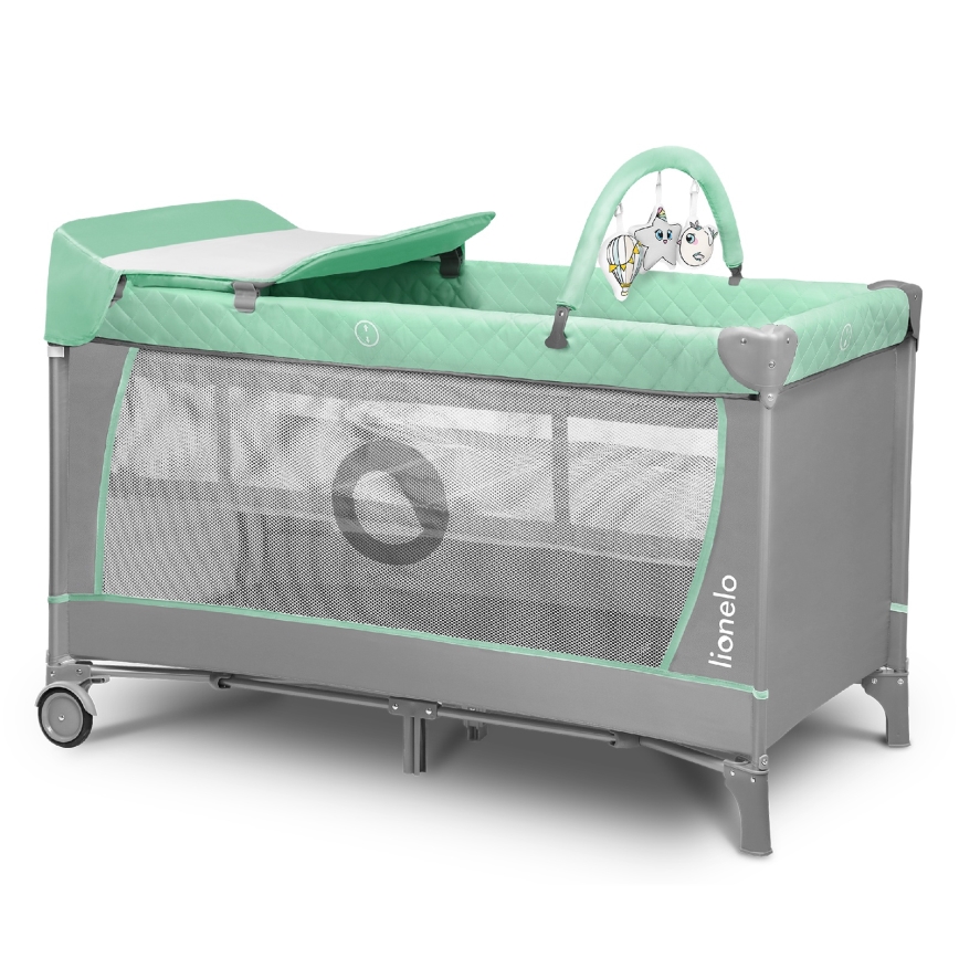 Lionelo - Lit de voyage FLOWER turquoise