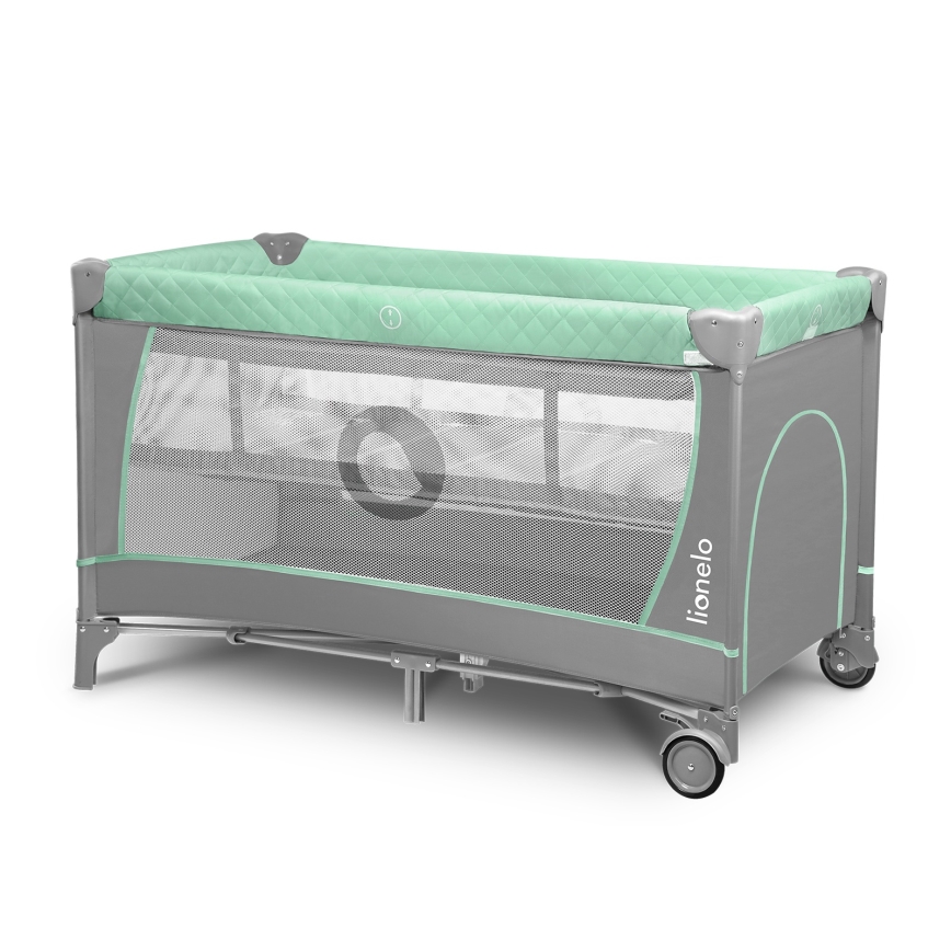 Lionelo - Lit de voyage FLOWER turquoise