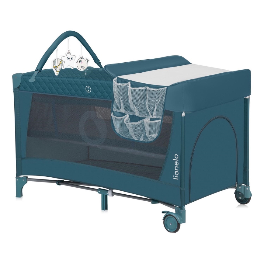 Lionelo - Lit de voyage FLOWER Vert turquoise