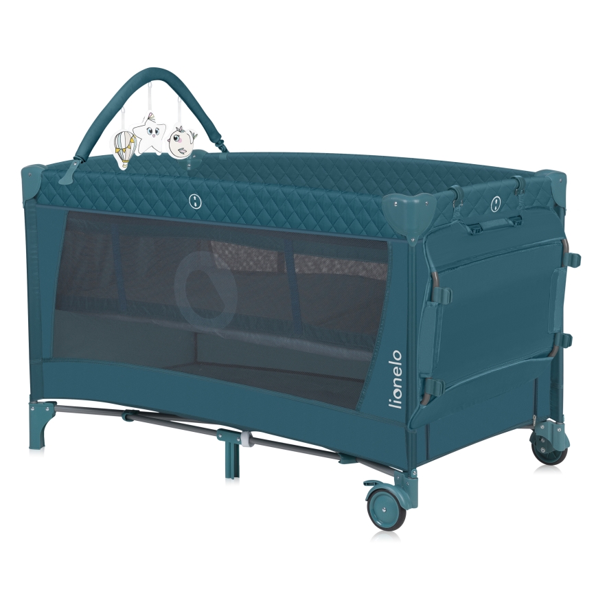 Lionelo - Lit de voyage FLOWER Vert turquoise