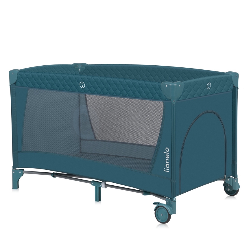 Lionelo - Lit de voyage FLOWER Vert turquoise