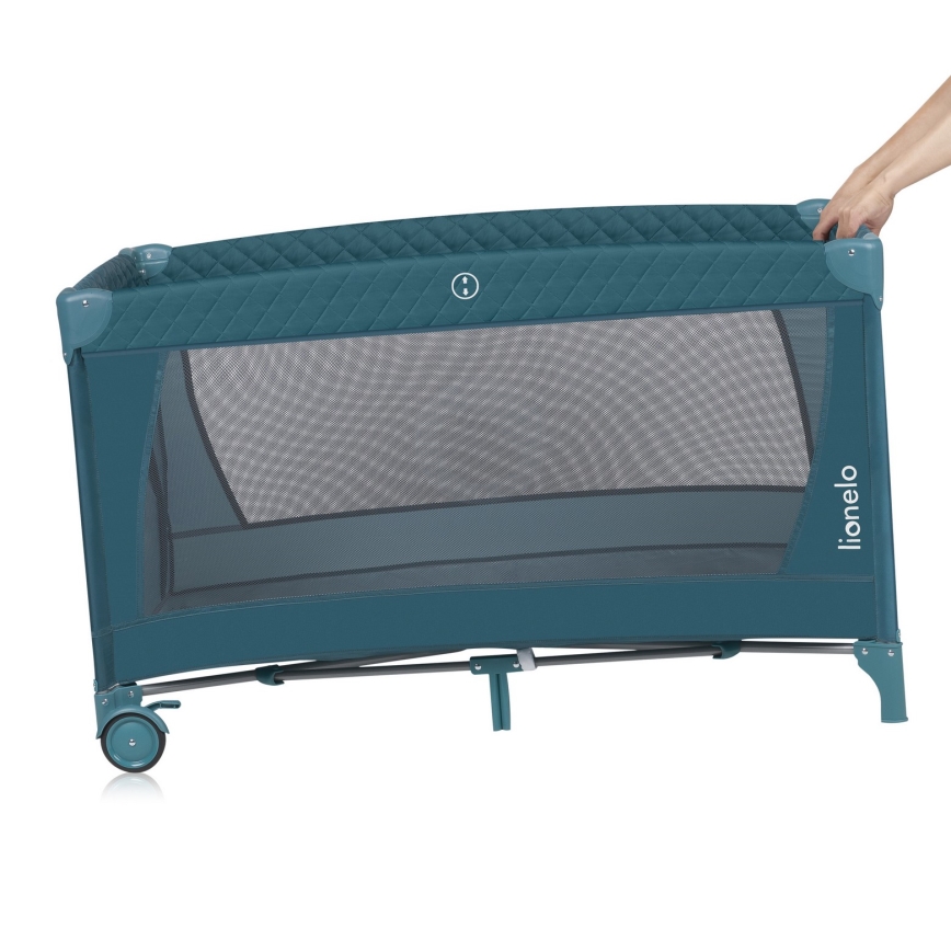 Lionelo - Lit de voyage FLOWER Vert turquoise