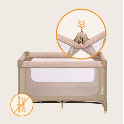 Lionelo - Lit de voyage JASMIN EASY FOLD Beige Sable