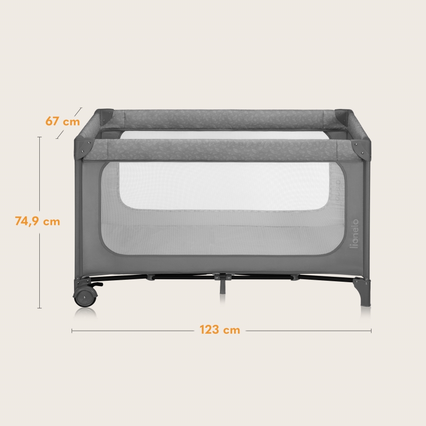Lionelo - Lit de voyage JASMIN EASY FOLD Gris pierre