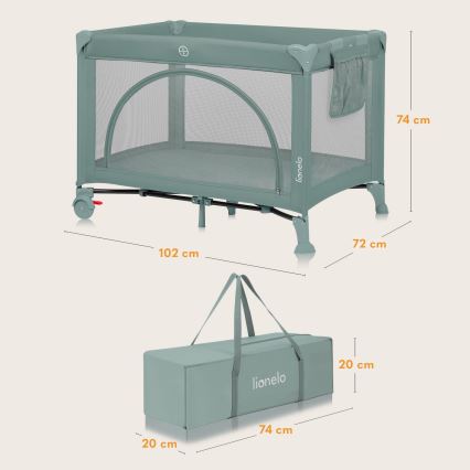 Lionelo - Lit de voyage LAURA, vert sauge