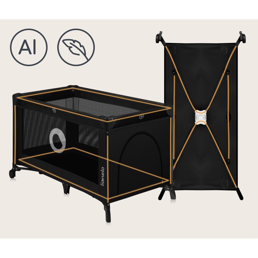 Lionelo - Lit de voyage STEFI Noir Carbone
