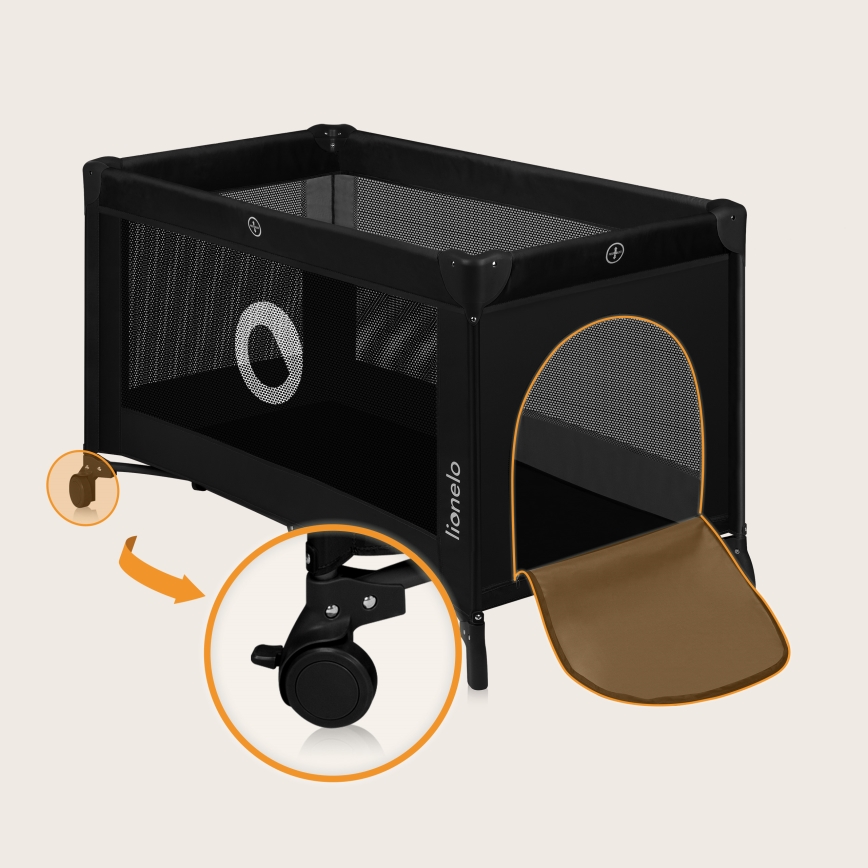 Lionelo - Lit de voyage STEFI Noir Carbone