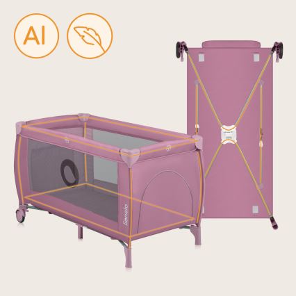 Lionelo - Lit de voyage STEFI PLUS Magnolia rose